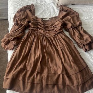 Brown Babydoll Mini Dress from Mustard Seed